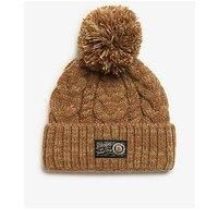 Superdry Chunky Cable Beanie - Brown