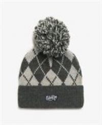 Superdry Argyle Knitted Bobble Beanie Hat - Grey