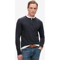 Superdry Mens Grandad Long Sleeve Jersey Top, French Navy, XXL