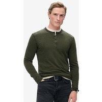 Superdry Slub Jersey Long Sleeve Slim Henley T-Shirt - Dark Green