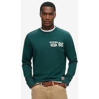 Superdry Men/'s Athletic Sweatshirt with Print, Dark Pine Green, L