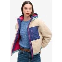 Superdry Vintage Hooded Sherpa Fleece - White