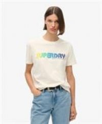 Superdry Womens Rainbow Logo Relaxed T-Shirt Size 8