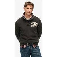 Superdry Vintage Athletic Logo Henley Crew Sweat Top- Black