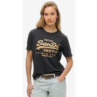 Superdry Vl Metallic Relaxed Short Sleeve T-Shirt S Black