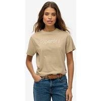 Superdry Embroidered Logo Boxy Loose Fit T-Shirt - Grey