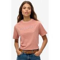 Superdry Embroidered Logo Boxy Loose Fit T-Shirt - Rose