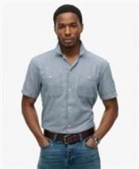 Superdry Mens Merchant Short Sleeve Work Shirt Size M