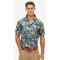 Superdry Men's Hawaiian Print Short Sleeved Shirt, Blue