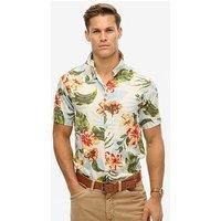 Superdry Men's Hawaiian Print Short Sleeved Shirt, Blue