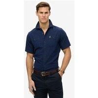 Superdry Men's Merchant Textured Short Sleeved Shirt, Blue