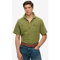 Superdry Men's Merchant Textured Short Sleeved Shirt, Green