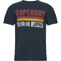 Superdry Japan Stripe Relaxed T-Shirt - Eclipse Navy (UK, Alpha, L, Regular, Regular, Black)