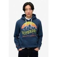 Superdry Men's Great Outdoors Relaxed Pullover Hoodie, Blue