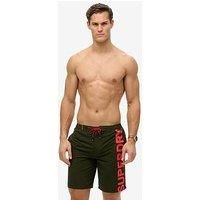 Superdry Mens Classic 19" Logo Board Shorts, Surplus Goods Olive Green, M