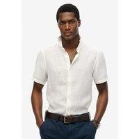 Superdry Men's Vacation Linen Short Sleeved Shirt, White