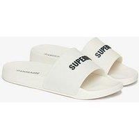 Superdry Men/'s Logo Pool Slide Sandal, White, 10 UK