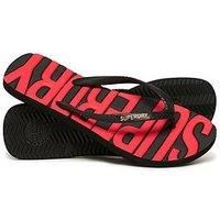 Superdry Women/'s Core Logo Flip Flop Sandal, Black, 6 UK