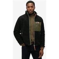 Superdry Men/'s Vintage Retro Full Zip Fleece Jacket, black, S