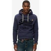 Superdry Tonal Logo Relaxed Pullover Hoodie - Navy