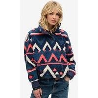Superdry Super Soft Printed Henley Crew Neck Sweater - Navy