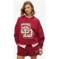 Superdry Athletic Essentials Relaxed Flock Crew Sweatshirt - Red