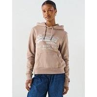 Superdry Embellished Relaxed Hoodie - Brown