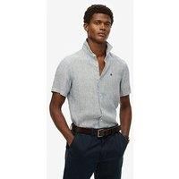 Superdry Embroidered Vacation Linen Short Sleeve Shirt - Navy