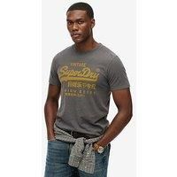 Superdry Mens /'Vl Classic Tee/' Vintage Lable T-Shirt - Shorts Sleeve (Charcoal) XXL