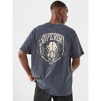Superdry Mens Biker Rock Relaxed T-Shirt Heavy Backstage Black
