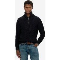 Superdry Jacob Cable Half Zip Knitted Jumper - Navy