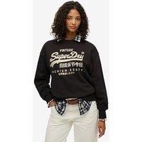 Superdry Embellished Vl Loose Crew - Bison - Black