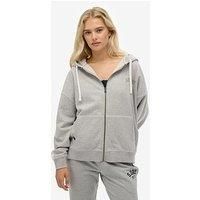 Superdry Athletic Essentials Relaxed Zip Hoodie - Glacier Marl Grey