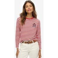Superdry Country Club Long Sleeve Stripe Top - Red