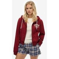 Superdry Athletic Relaxed Crop Zip Hoodie - Bordeaux Red