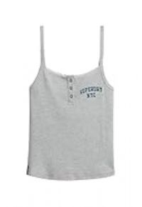 Superdry Women/'s Athletic Essentials Embroidered Button Down Tank Top, grey mixed, 16