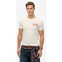 Superdry Men/'s Embellish Varsity Relaxed Tee Shirt, Bone White 2, M