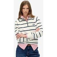 Superdry Ath Essential Stripe Half Zip - White/Navy Stripe