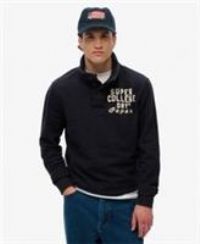 Superdry Mens Vintage Athletic Half Button Jumper Size Xl