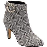 Silver Check-Print 'Adele' Heeled Ankle Boots