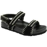 Black Leather 'Alva' Open-Toe Sandals