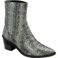 Ravel Women's 'Langton' Snake-Print Leather Ankle Boots in Grey | Size: 7