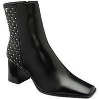 Black Leather 'Bann' Heeled Ankle Boots