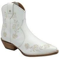 White Leather 'Hayton' Cowboy Boots