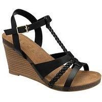 Ravel Ardo Wedge Sandals - Black Leather