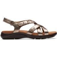 Clarks Kitly Go Leather Sandals In Metallic Standard Fit Size 8
