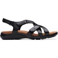 Clarks Kitly Go Leather Sandals In Black Standard Fit Size 3.5