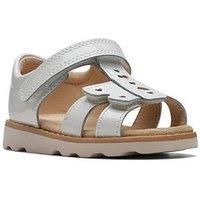 Clarks Crown Beat Toddler Leather Sandals in White Patent Standard Fit Size 5½