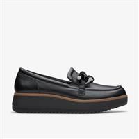 Clarks Womens Zylah May Black Leather Loafers
