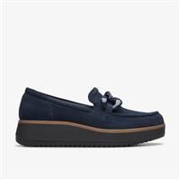 Clarks Womens Zylah May Navy Suede Loafers